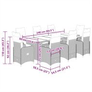Градински бистро комплект с възглавници 9 части кафяв полиратан