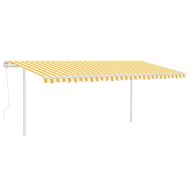 Автоматично прибиращ се сенник с прътове, 5x3 м, жълто и бяло