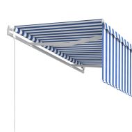 Автоматично прибиращ се сенник с щора, 3x2,5 м, синьо и бяло