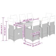 Градински бистро комплект с възглавници 9 части черен полиратан