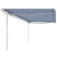 Автоматично прибиращ се сенник с прътове, 5x3 м, синьо и бяло