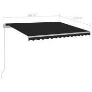 Автоматично прибиращ се сенник с прътове, 3x2,5 м, антрацит