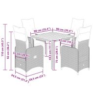 Градински бистро комплект с възглавници 5 части черен полиратан