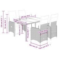 Градински бистро комплект с възглавници 5 части кафяв полиратан