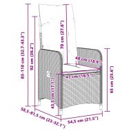 Градински бистро комплект с възглавници 9 части сив полиратан