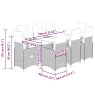 Градински бистро комплект с възглавници 9 части сив полиратан
