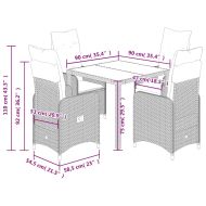 Градински бистро комплект с възглавници 5 части черен полиратан