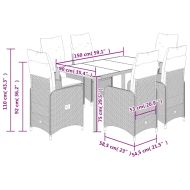 Градински бистро комплект с възглавници 7 части сив полиратан