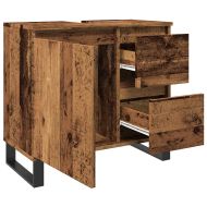 Шкаф за мивка за баня, старо дърво, 65x33x60см, инженерно дърво