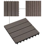 22 бр декинг плочки, 30x30 см, 2 кв.м., WPC, тъмнокафяви