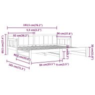 Разтегателна кушетка, борово дърво масив, 2x(90x190) см