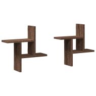 Стенни рафтове, 2 бр, кафяв дъб, 38x12x38 см, инженерно дърво
