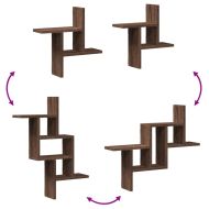 Стенни рафтове, 2 бр, кафяв дъб, 38x12x38 см, инженерно дърво