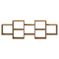 Стенен рафт, дъб артизан, 129x18x42 см, инженерно дърво