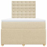 Боксспринг легло с матрак, кремаво, 120x200 см, плат