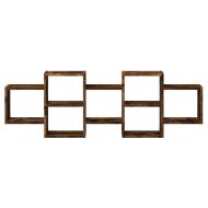 Стенен рафт, опушен дъб, 129x18x42 см, инженерно дърво