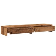 Стойка за монитор с чекмеджета, старо дърво, 105x23x15,5 см