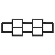 Стенен рафт, черен, 129x18x42 см, инженерно дърво