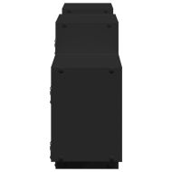 Стенен рафт, черен, 129x18x42 см, инженерно дърво