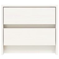 Нощно шкафче, бяло, 40x31x35,5 см, борово дърво масив