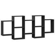 Стенен рафт, черен, 159x18x65 см, инженерно дърво