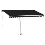 Ръчно прибиращ се сенник с LED, 400x350 см, антрацит