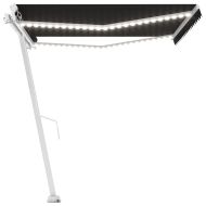Ръчно прибиращ се сенник с LED, 400x350 см, антрацит