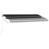 Ръчно прибиращ се сенник с LED, 400x350 см, антрацит