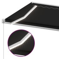 Ръчно прибиращ се сенник с LED, 400x350 см, антрацит
