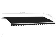 Ръчно прибиращ се сенник с LED, 400x350 см, антрацит