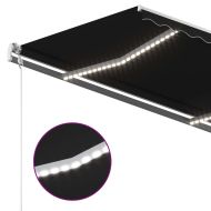 Ръчно прибиращ се сенник с LED, 4x3,5 м, антрацит