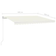 Ръчно прибиращ се сенник с LED, 400x350 см, кремав
