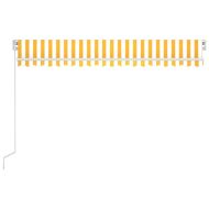 Ръчно прибиращ се сенник с LED, 400x350 см, жълто и бяло