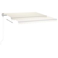 Ръчно прибиращ се сенник с LED, 4x3,5 м, кремав