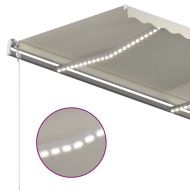 Ръчно прибиращ се сенник с LED, 4x3,5 м, кремав