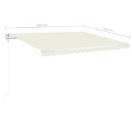 Ръчно прибиращ се сенник с LED, 4x3,5 м, кремав