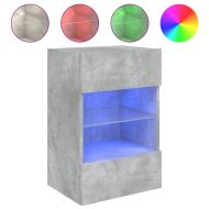 Стенен ТВ шкаф с LED осветление, бетонно сив, 40x30x60,5 см