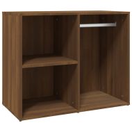 LED тоалетка с шкафове, кафяв дъб, инженерно дърво