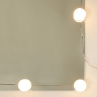 LED тоалетка с шкафове, кафяв дъб, инженерно дърво