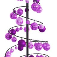 Коледна елха светещ конус с топки 100 LED топло бяло 150 см