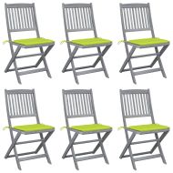 Сгъваеми градински столове, 6 бр, с възглавници, акация масив
