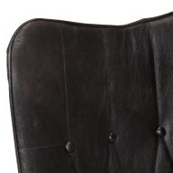 Wingback стол, черен, естествена кожа