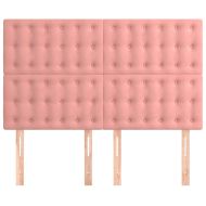 Табла за легло, розова, 144x5x118/128 см, кадифе