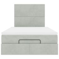 Османска легло с матраци, светлосиво, 120x200 см, кадифе