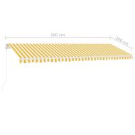 Свободностояща ръчно прибираща тента, 500x300 см, жълто и бяло