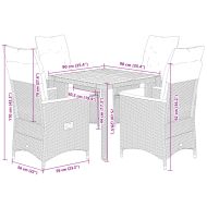 Градински трапезен комплект възглавници 5 части черен полиратан