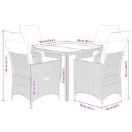 Градински трапезен комплект 5 части с възглавници сив полиратан