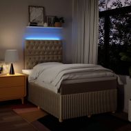 Боксспринг легло с матрак, кремаво, 120x200 см, плат