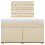 Боксспринг легло с матрак, кремаво, 120x200 см, плат