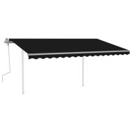 Ръчно прибиращ се сенник с прътове, 4x3,5 м, антрацит